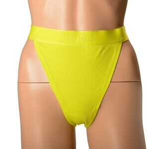 Hugo Boss Women's "BRIEF HW RIB" Yellow Ribbed Logo Briefs Underwear US XL IT 46